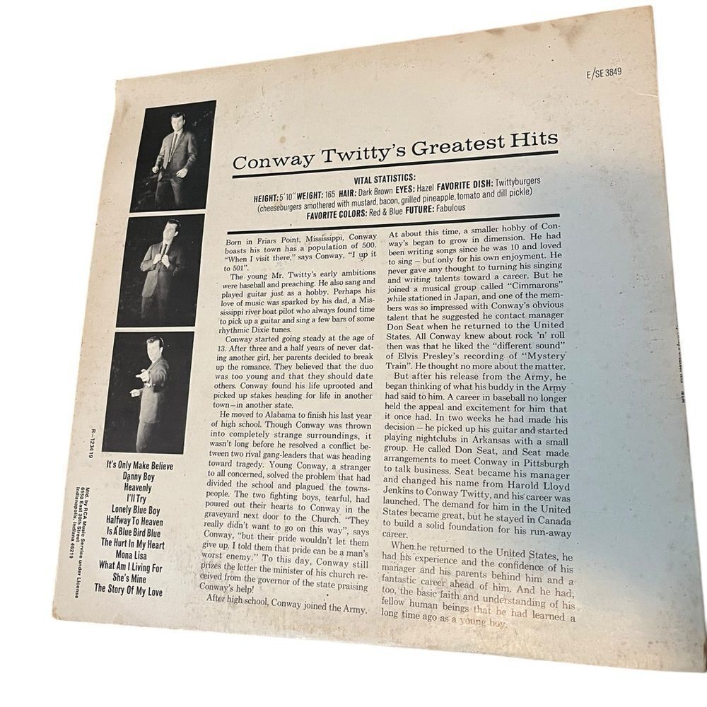 RARE CONWAY TWITTY’S GREATEST HITS LP VINYL RECORD COUNTRY ROCK MGM - Picture 4 of 7